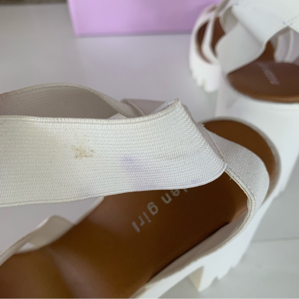 Madden Girl Women's Sohoo White Fabric Platform Block Strappy Sandals US 9 M - Picture 8 of 12